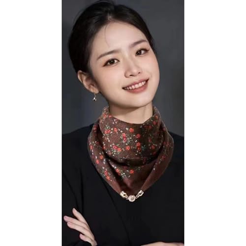 Women's Silk Cotton Scarf Necklace Magnetic Buckle Water Diamond Small Necklace Collar Chain Headpiece Pendant Scarf4