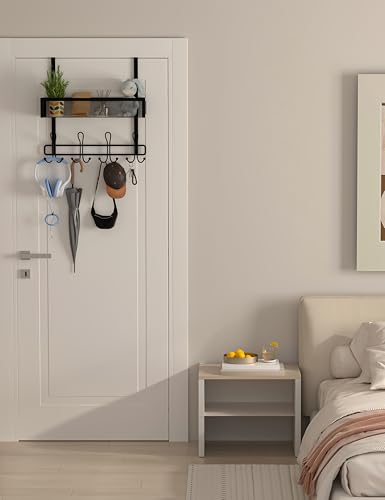 Couwilson Über den Türhaken Organizer Aufbewahrung - Über dem Türhänger für Garderobenständer, Über der Türaufbewahrung mit 12 Haken und 2 Netzkörben, für Badezimmer, Schlafzimmer, Küche, Büro