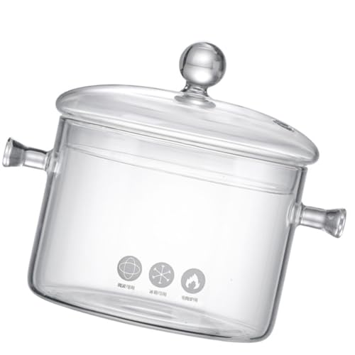 Casserole en verre 1350ml transparent avec double poignée pour cuisson