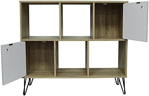 WATSONS INDUSTRIAL - Open Sideboard Shelving/LP Vinyl Storage - Oak/White