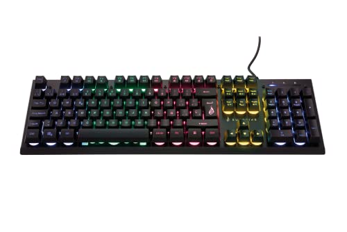Surefire Kingpin X2 - Teclado para Videojuegos en español, Teclado Multimedia con iluminación, Teclado RGB con Placa Frontal de Aluminio, 25 Teclas Anti-ghosting, diseño español QWERTY Cover