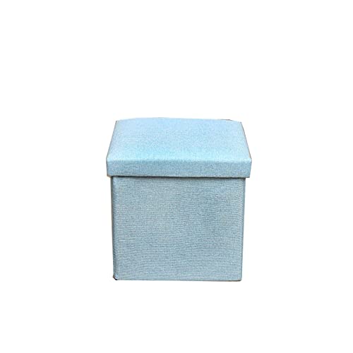 Repose-pieds portable et pouf coffre de rangement 30x30x30 cm en lin pour dortoir