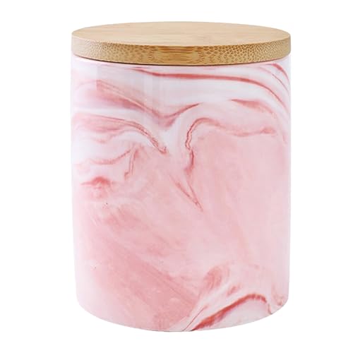 Image of UMAI Ceramic Jar with Bamboo Lid - 400ml| Air-tight Containers for Kitchen Storage | Multipurpose kitchen storage container for Snacks, Tea, Sugar | Pink