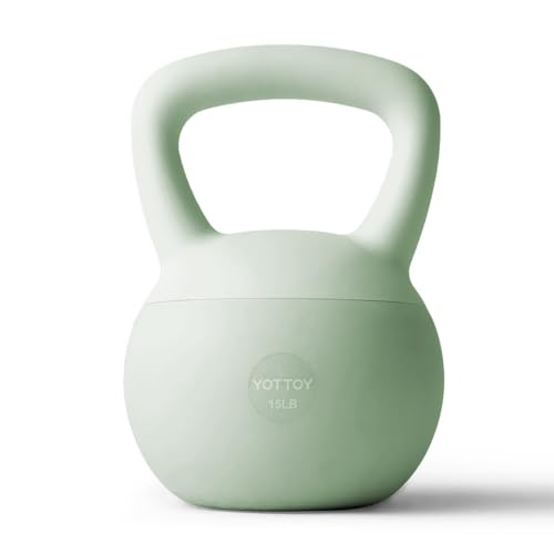 YOTTOY Soft Kettlebell,Kettlebell Anti-Slip Grip Weight for Home Workouts, Kettlebells Set Strength and Safety Guaranteed (15LB-Green)