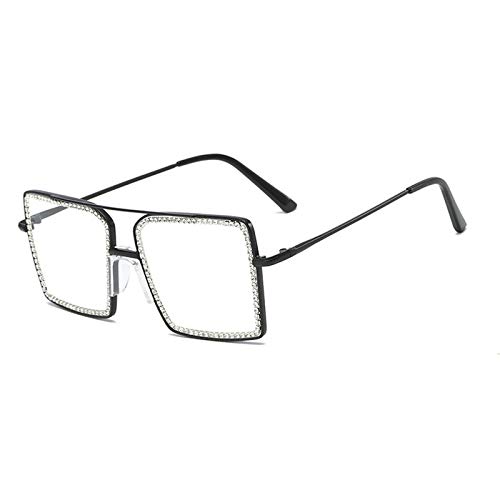 Image of willochra Fashion Diamond Set clear lens Sun Glasses Women's Square Man-made Diamond Handmade Sun Glasses uv400