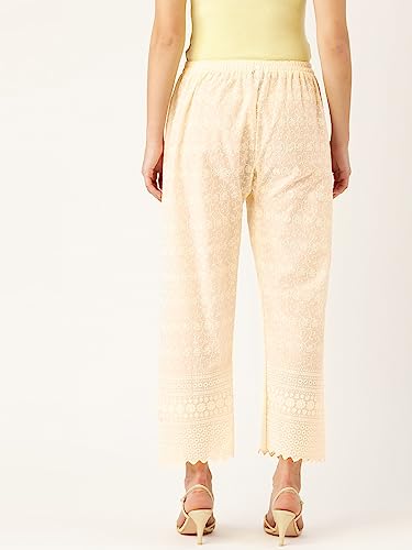 Image of Vastraa Fusion Women's Regular Fit Cotton Chikan Palazzo