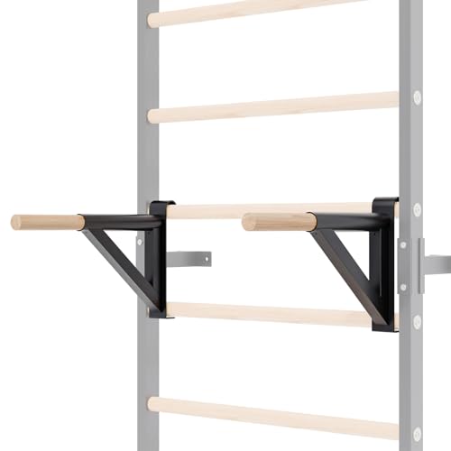 Gsskny Adjustable Dip Bar Attachment for Swedish Ladder | Non-Slip Double-Bar Handles | Heavy Duty Parallel Bars | Quick-Install Dip Bars Height & Width Adjustable, 330lb Capacity