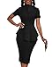 Church Dress for Women Fashion Peplum Bodycon Short Sleeve Work Dresses Bow Club Ruffle Pencil Formal Cocktail Dress Black XX-Large