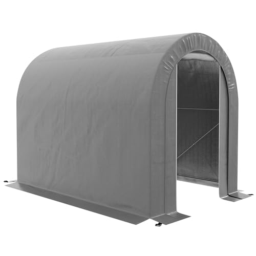 Outsunny Abri de Jardin Tente de Rangement extérieur abri de vélo Garage pour vélo bâche en PE Cadre en métal galvanisé dim. 2,4 x 1,6 x 1,9 m Gris