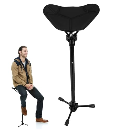 Kisangel Outdoor Folding Stool Portable Adjustable Height Camping Chair for Fishing Hiking and Queuing Lightweight Construction Comfortable Cushioned Seat Versatile Outdoor Use