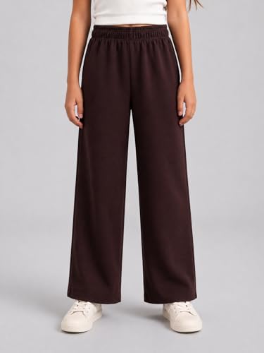 Image of Alan Jones Clothing Girls Wide Leg Palazzo Trousers | Cotton Blend Interlock Fabric | Side Pockets | Adjustable Inner Drawstring | Casual & Everyday Wear Pants