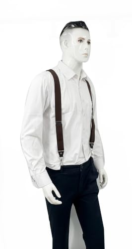 Image of Mens Suspenders with 3 Swivel Hooks Belt Loops 1.4 Inch Wide Heavy Duty Adjustable Braces