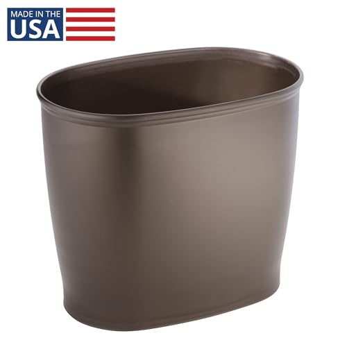 Image of iDesign Slim Plastic Bathroom Trash Can, Small Garbage Bin for Bedroom, Office, Desk, Dorm, Bronze (Pack of 2)