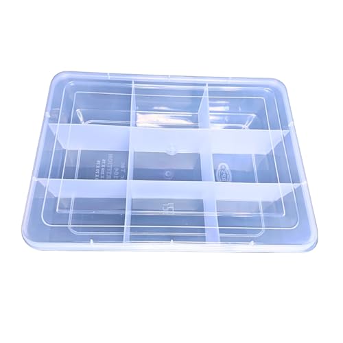 Image of AANIJ Multipurpose Plastic Storage Box Organizer with Fix Dividers 9 Grids Pack of 2 Transparent for Multi Use at Home, Office, Shop Size 31 X 22 X 7.5 cm