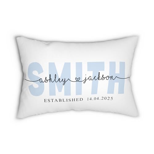 Custom Wedding Pillow with Couple Names & Date Personalized Gift for Valentine’s Day Anniversary Bridal Shower Housewarming Present Romantic Keepsake Couple Gift Idea (Style #6)