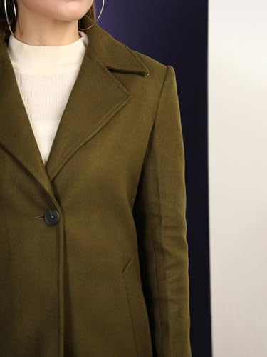 Image of CHKOKKO Women Chic Winter Coat Single Breasted | Knee Length Design with Buttoned Closure and Practical Front Side Pockets for Stylish and Comfortable Wear