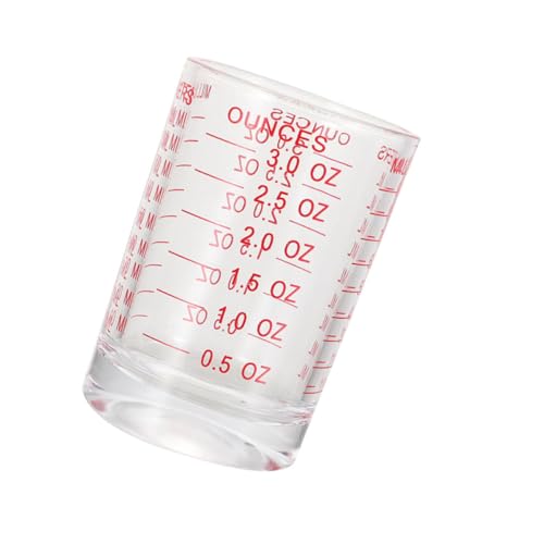 TOKIDNY Taza Medidora de Café y Leche de Vidrio Resistente 90Ml Línea Roja, Adecuado para Profesionales y Uso Doméstico en Cocina y Cafetería