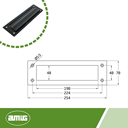 Amig, Mail Slot Black Mod. 1, Flap for Walls or Doors, Letter Collector with Steel Cover, 254 x 78 mm, Slot Size: 198 x 48 mm - Image 4