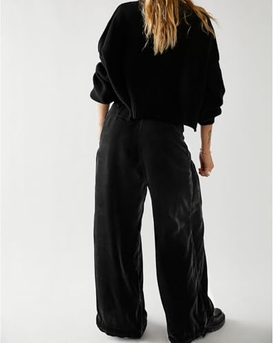 Womens Elastic Waist Cargo Velvet Trousers Casual Mid Waist Velvet Jogger Ankle Tie Barrel Balloon Pants2