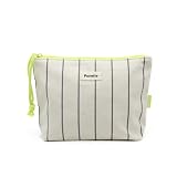 PONETTE Neceser de Mujer Mallorca – Bolsa de Aseo para Playa, Piscina, Viaje, Gimnasio y Uso Diario – Gran Capacidad, Ligero y Plegable – Diseño a Rayas de Estilo Mediterráneo – Marca Española