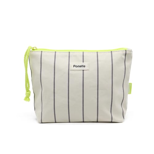 PONETTE Neceser de Mujer Mallorca – Bolsa de Aseo para Playa, Piscina, Viaje, Gimnasio y Uso Diario – Gran Capacidad, Ligero y Plegable – Diseño a Rayas de Estilo Mediterráneo – Marca Española