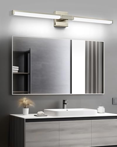 Image of OKELI Modern Bathroom Light Fixtures Over Mirror, 40 Inch Brushed Nickel Vanity Light Bar for Bathroom, 24W 5CCT Diammable Wall Light