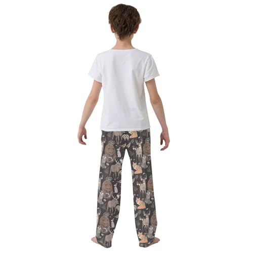 Deer Bear Fox Boys Long Pants Soft Trousers Elastic Waist Kids Lounge Bottoms with Pockets S-XL3