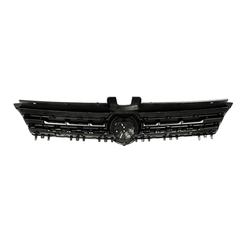 JOM 5G0853653RME Kühlergrill Kühlergitter für Golf 7 schwarz glanz mit Chromleiste R Look mit Aussparung für das Emblem