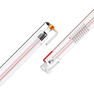 VEVOR 60 W CO2-laserbuis, 1250 mm lengte, 55 mm diameter, borosilicaatglas lasersnijbuis met metalen kop, 5000-6000 uur draden voorbedraad voor lasergraveermachine, graveer- en snijmachine