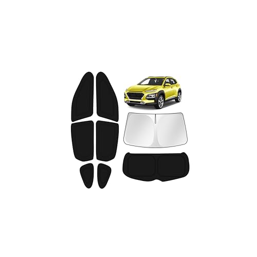 Image of KUST Car Window Shades for Hyundai Kona 2018-2023 Windshield Sun Shade Side Window Cover UV Block Privacy Protection Accessories for Camping Blackout Rear Back Full Set 8PCS