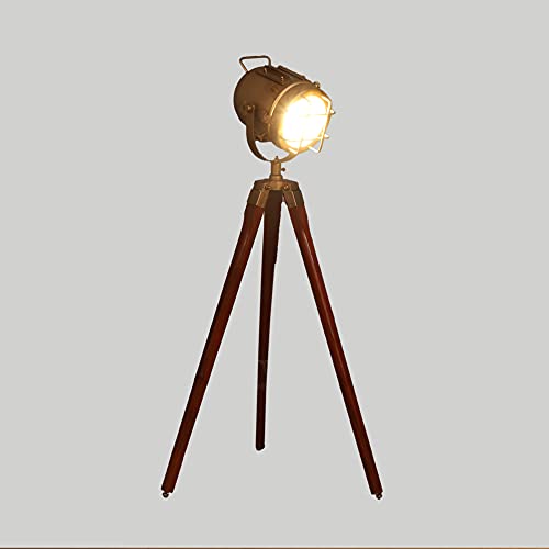 Image of PRISTINE INTERIORS Brown Fabric Shade Tripod Floor Lamp with Black Base Silver Metal Shade Tripod Floor Lamp with Beige Base (Mirabelle)