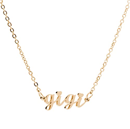 Meibai Grandmother Gift Gigi Mimi Initial Necklace Name Necklace Reveal Gifts for Grandma Gigi Gift Jewelry (Gigi-Rose Gold)