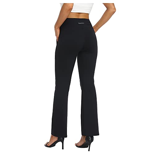 Agenlulu High Waisted Pants for Women - 4 Way Stretch Comfy Non See Through Bootcut Yoga Dress Pants Sweat Pants Women Casual Black - Thumbnail 2