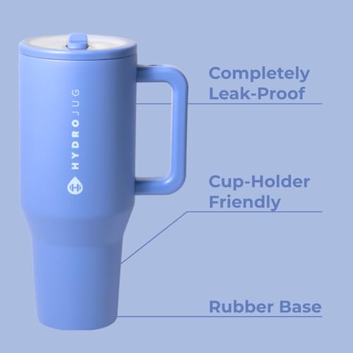 Image of HydroJug Traveler 40oz, Insulated Tumbler with Handle & Straw, Light Blue