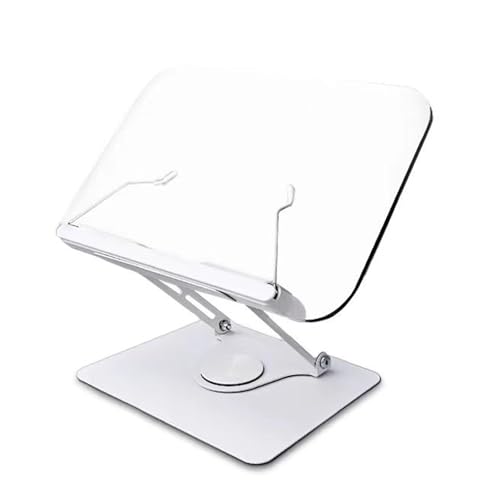 アクリル製ブックスタンド 書見台 読書用 料理本ホルダー 筆記台 本立て 高さと角度調整可能 360°回転ベース 折りたたみ可能 持ち運び便利 軽量 オフィス キッチン 教科書 レシピ 雑誌 タブレット ラップトップ