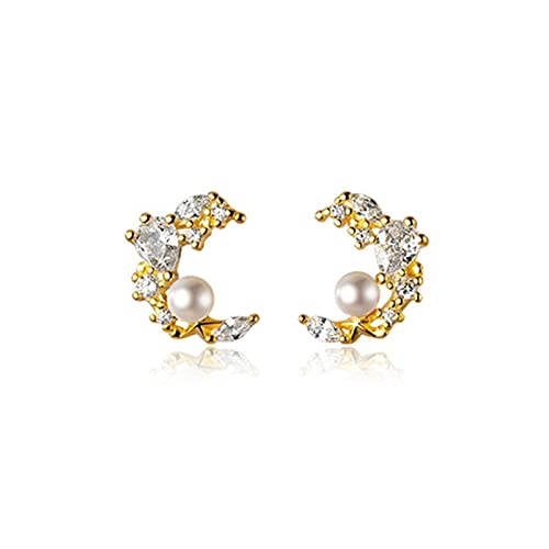 Bijoux Fantaisie Argent Boucles d'oreilles Lune pour Mariage et Soirée Chic