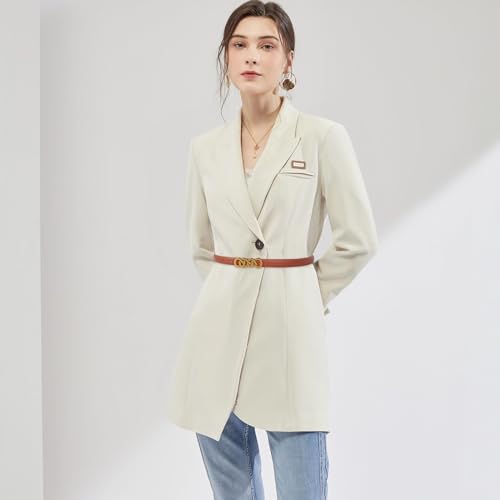 Image of Aurolran Women's Fashion Classic Metal Buckle Leather Belt with Jeans Dress