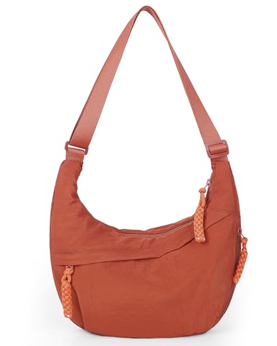Image of Lushandy Nylon Crescent Crossbody Bags for Women, Medium Slouchy Hobo Crossbody Bag Checkered Purse Luna Bag for Travel