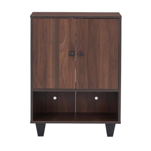 Image of Royaloak Cosmos Shoe Rack with 2 Door Storage, Engineered Wood, Melamine Finish, Wooden with Sturdy Construction, with Back Sheet for Support & Optimized Depth