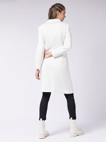 Image of Miss Chase Women's Polyester Knee Length V-Neck Full Sleeve Solid Jacket