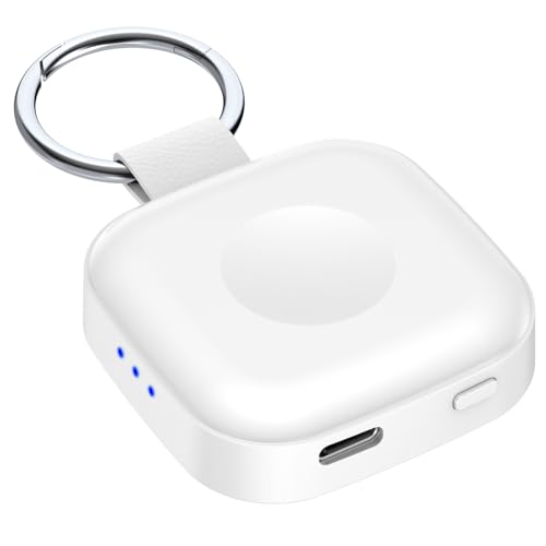 Temdan Portable Wireless Charger for Apple Watch,Magnetic Slim iWatch Fast 1200mAh Power Bank Travel Keychain Accessories-White