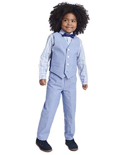 Image of Nautica Boys' 4-piece Formal Suit Set with Vest, Pants, Collared Dress Shirt, and Tie