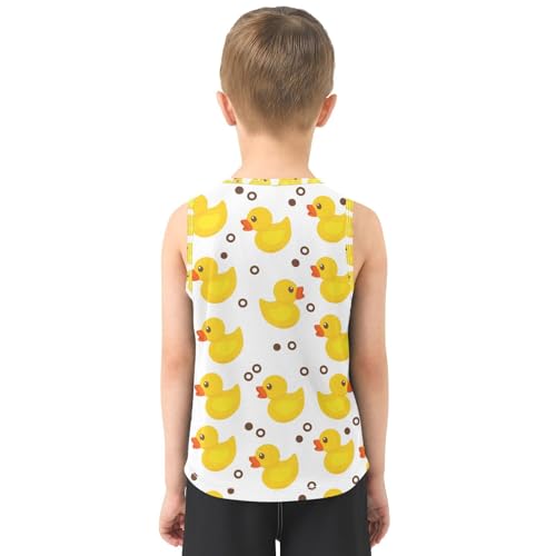 J JOYSAY Rubber Duck Dots White Boys Tank Top Sleeveless Muscle Shirts Quick Dry Kids T-Shirts 3-15T3