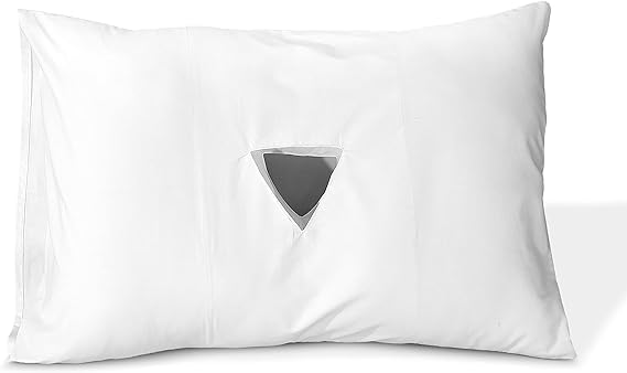 Royale Linens® Side Sleeping Hole Pillow with an Ear Hole includes White Cover (18x28 inch)