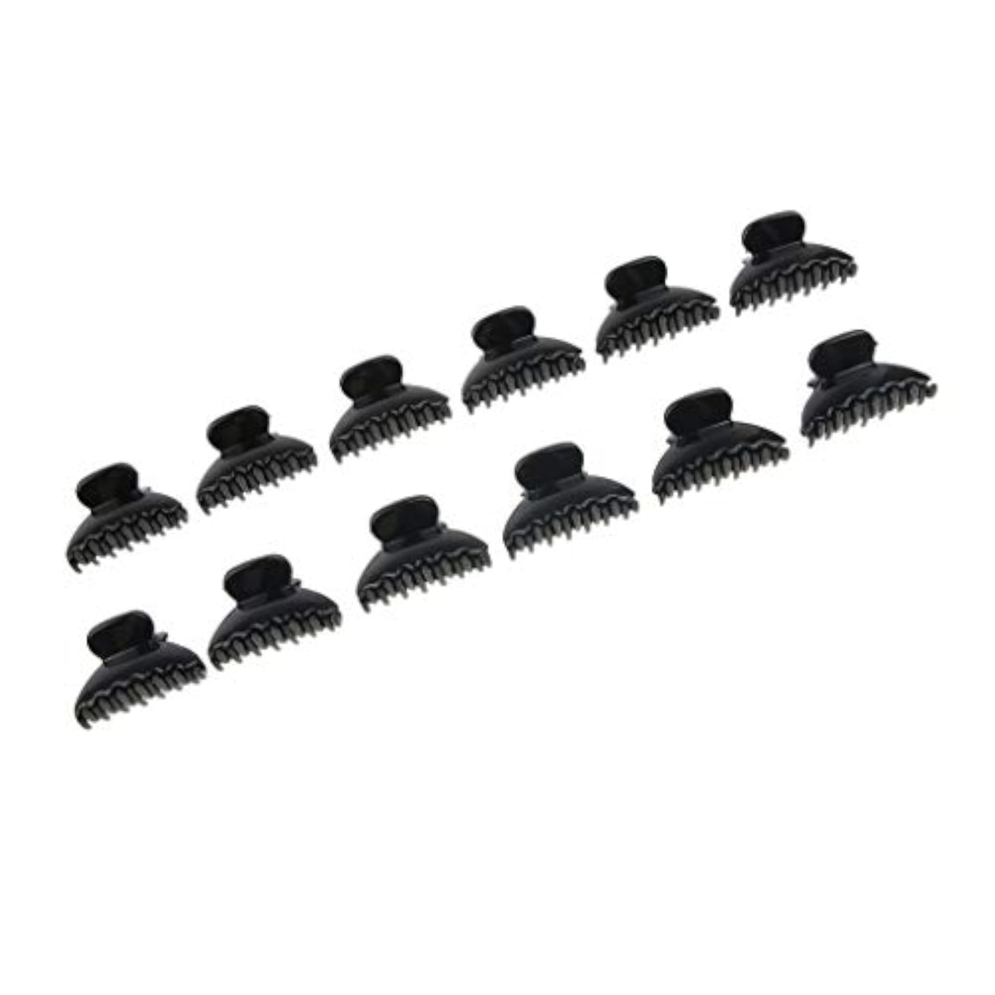 12 Mini Plastic Hair Claws for Women, Black