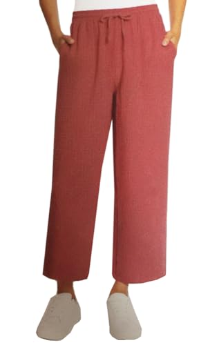 Jessica Simpson Women's Gauzy 100% Cotton Pull On Cropped Ankle Pants