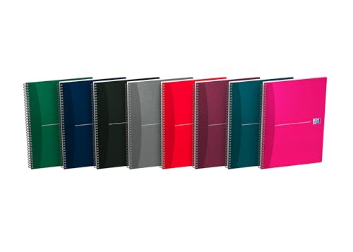 OXFORD Office Essentials A4 Notebooks Ruled 7 mm 100 Pages Full Bound Card Cover Assorted Colours Pack of 10