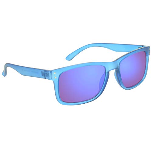 proSPORT Reading Sunglass Readers +1.00 Blue Frame Blue Mirrored Lens Horn Rim for Men and Women