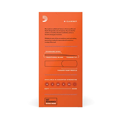 Image of D'Addario Woodwinds, Rico Bb Clarinet Reeds, RCA2530, Strength 3.0, 25-pack