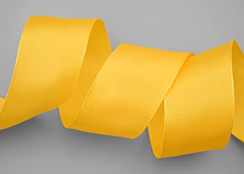 finemark 25 m x 40 mm Wired Edge Ribbon Leo Yellow Dark Yellow (534) Decorative Ribbon with Wired Edges Plain Gift Ribbon Fabric Ribbon Bow Ribbon Visco Wire Made from Renewable Raw Materials - Image 3